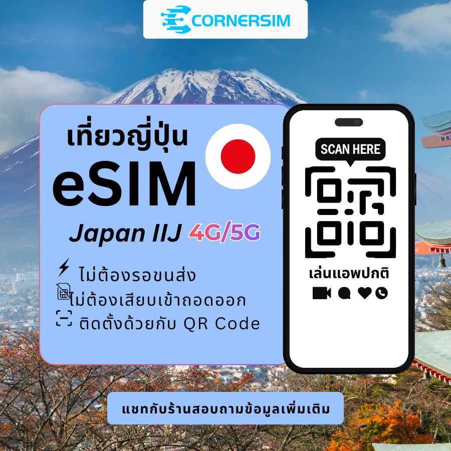 eSIM Japan ญี่ปุ่น (IIJ) 5G/4G High Speed ซิมเน็ตญี่ปุ่น สัญญาณคุณภาพระดับประเทศ